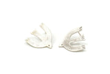Silver Bird Earring, 4 Antique Silver Plated Brass Bird Stud Earrings (19x21x0.60mm) A4336 A3506
