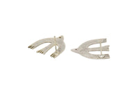 Silver Bird Earring, 4 Antique Silver Plated Brass Bird Stud Earrings (19x21x0.60mm) A4336 A3506