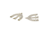 Silver Bird Earring, 4 Antique Silver Plated Brass Bird Stud Earrings (19x21x0.60mm) A4336 A3506