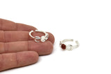 Silver Ring Settings, 2 925K Sterling Plated Brass Moon And Planet Ring With 1 Stone Setting - Pad Size 6mm N1159