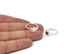 Silver Ring Settings, 2 925K Sterling Plated Brass Sun Ring With 1 Stone Setting - Pad Size 4mm N1591