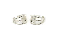 Silver Ring Setting, 925K Sterling Plated Brass Adjustable Ring With 1 Stone Setting - Pad Size 8x6mm N1264