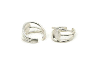 Silver Ring Setting, 925K Sterling Plated Brass Adjustable Ring With 1 Stone Setting - Pad Size 8x6mm N1264