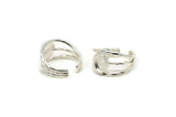 Silver Ring Setting, 925K Sterling Plated Brass Adjustable Ring With 1 Stone Setting - Pad Size 8x6mm N1264
