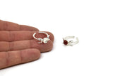 Silver Ring Settings, 2 925K Sterling Plated Brass Moon And Planet Ring With 1 Stone Setting - Pad Size 6mm N1160