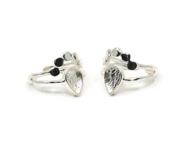 Silver Ring Setting, 2 925K Sterling Plated Brass Drop Rings With 1 Stone Setting - Pad Size 9x6mm V047 V077