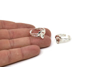 Silver Ring Setting, 2 925K Sterling Plated Brass Drop Rings With 1 Stone Setting - Pad Size 6x4mm D0214