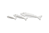 Steel Fish Bone Charm, Stainless Steel Fish Bone Charms, Blanks, Findings (20/30/44x0.80mm) SMP2144