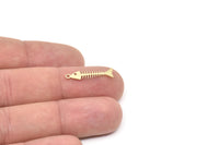 Brass Fish Bone Charm, Raw Brass Fish Bone Charms With 1 Loop, Blanks, Findings (22/32x0.60mm) SMP2147