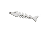 Steel Fish Bone Charm, Stainless Steel Fish Bone Charms With 1 Loop, Blanks, Findings (22/32x0.80mm) SMP2147