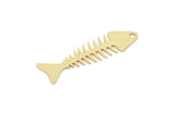 Brass Fish Bone Charm, Raw Brass Fish Bone Charms With 1 Hole, Findings (30x8x0.60mm) SMP2151