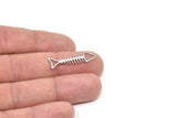 Steel Fish Bone Charm, Stainless Steel Fish Bone Charms, Findings (30x8x0.80mm) SMP2152