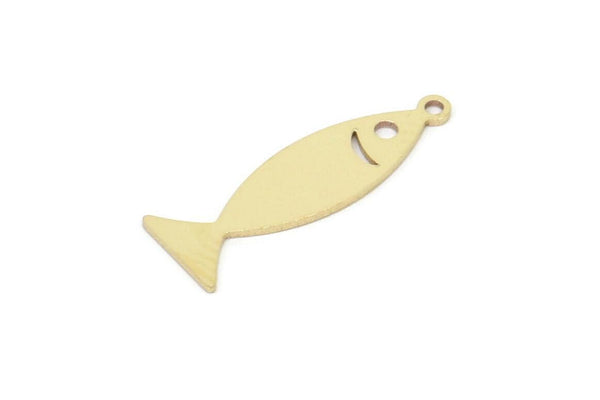 Brass Fish Charm, Raw Brass Fish Charms With 1 Loop, Findings (20x7x0.60mm) SMP2153