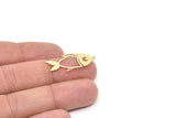 Brass Fish Charm, Raw Brass Fish Charms With 1 Loop, Findings (31x13x0.60mm) SMP2155