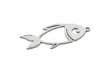 Steel Fish Charm, Stainless Steel Fish Charms With 1 Loop, Findings (31x13x0.80mm) SMP2155