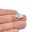 Steel Fish Charm, Stainless Steel Gold Fish Charms With 1 Loop, Findings (31x16x0.80mm) SMP2156