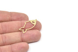 Brass Fish Charm, Raw Brass Fish Charms With 1 Loop, Findings (32x14x0.60mm) SMP2157
