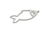 Steel Fish Charm, Stainless Steel Fish Charms With 1 Loop, Findings (32x14x0.80mm) SMP2157