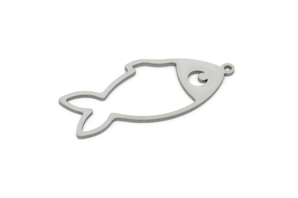 Steel Fish Charm, Stainless Steel Fish Charms With 1 Loop, Findings (32x14x0.80mm) SMP2157