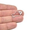 Steel Fish Charm, Stainless Steel Fish Charms With 1 Loop, Findings (32x14x0.80mm) SMP2157