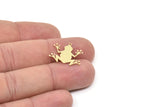 Brass Frog Charm, Raw Brass Frog Charms With 1 Loop, Findings (17/22x0.60mm) SMP2166