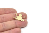 Brass Frog Charm, Raw Brass Frog Charms With 1 Loop, Findings (17/22x0.60mm) SMP2166