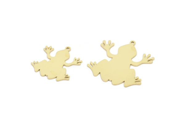 Brass Frog Charm, Raw Brass Frog Charms With 1 Loop, Findings (16/21x0.60mm) SMP2169