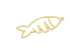Brass Fish Charm, Raw Brass Fish Charms With 1 Loop, Blanks, Findings (22/32x0.60mm) SMP2175