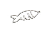 Steel Fish Charm, Stainless Steel Fish Charms With 1 Loop, Blanks, Findings (22/32x0.80mm) SMP2175