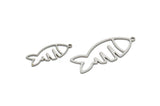 Steel Fish Charm, Stainless Steel Fish Charms With 1 Loop, Blanks, Findings (22/32x0.80mm) SMP2175