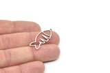 Steel Fish Charm, Stainless Steel Fish Charms With 1 Loop, Blanks, Findings (22/32x0.80mm) SMP2175