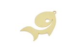 Brass Fish Charm, Raw Brass Fish Charms With 1 Loop, Blanks, Findings (15/20/30x0.60mm) SMP2181