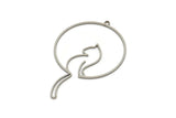 Steel Round Charm, Stainless Steel Cat Charms With 1 Loop, Findings (46x30x0.80mm) SMP2187