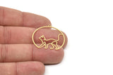 Brass Round Charm, Raw Brass Cat Charms With 1 Loop, Findings (29x30x0.60mm) SMP2188