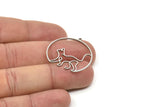 Steel Round Charm, Stainless Steel Cat Charms With 1 Loop, Findings (29x30x0.80mm) SMP2188