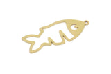 Brass Fish Charm, Raw Brass Fish Charms With 1 Loop, Findings (32x13x0.60mm) SMP2189