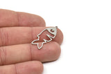Steel Fish Charm, Stainless Steel Fish Charms With 1 Loop, Findings (32x13x0.80mm) SMP2189