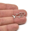 Steel Fish Charm, Stainless Steel Fish Charms, Findings (20/30x0.80mm) SMP2194