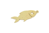 Brass Fish Charm, Raw Brass Fish Charms With 1 Loop, Findings (21/31x0.60mm) SMP2196