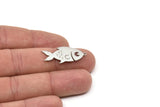 Steel Fish Charm, Stainless Steel Fish Charms, Findings (21/31x0.80mm) SMP2196