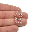 Steel Triangle Charm, Stainless Steel Cat Charms, Findings (40x18x0.80mm) SMP2197