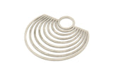 Silver Semi Circle Charm, Antique Silver Plated Brass Charms With 1 Loop, Earring Findings (43x45x0.60mm) A6394
