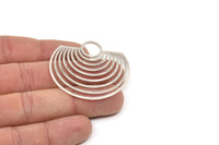 Silver Semi Circle Charm, Antique Silver Plated Brass Charms With 1 Loop, Earring Findings (43x45x0.60mm) A6394