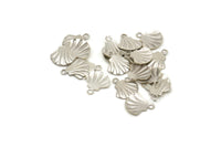 Shell Clam Charm, 50 Antique Silver Plated Brass Clam Charms,pendant,findings (10x9mm) Brs 110 A0156