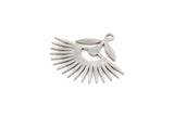 Silver Flower Charm, 10 Antique Silver Plated Brass Flower Shape Charms With 1 Hole, Charm Pendants (23x20x0.60mm) A3520