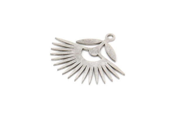 Silver Flower Charm, 10 Antique Silver Plated Brass Flower Shape Charms With 1 Hole, Charm Pendants (23x20x0.60mm) A3520