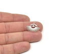 Silver Flower Charm, 10 Antique Silver Plated Brass Flower Shape Charms With 1 Hole, Charm Pendants (23x20x0.60mm) A3520