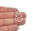Silver Drop Charm, 8 Antique Silver Plated Brass Drop Shaped Charms With 1 Loop, Findings (39x19x0.60mm) SMP0144 A5756