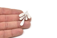 Silver Leaf Charm, 2 Antique Silver Plated Brass Leaf Charms With 1 Hole, Charm Pendants (47.5x27x0.60mm) A6232