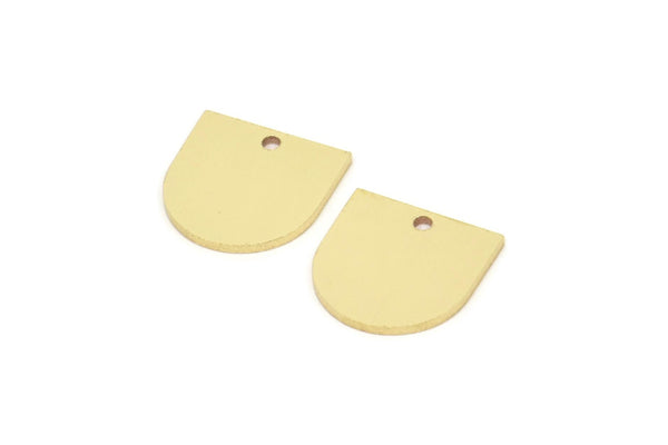 Brass D Shaped Charm, Raw Brass D Shaped Charms With 1 Hole, Earrings, Findings (13x13x1mm) SMP2139 A5493